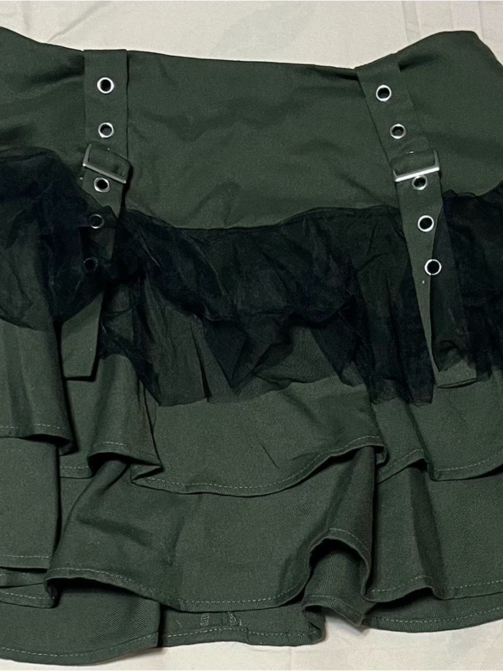 Dark Green Ruffle Mini Skirt!